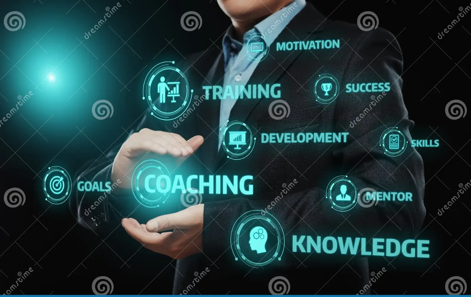 coaching mentoring education business training development e learning concept 97993328